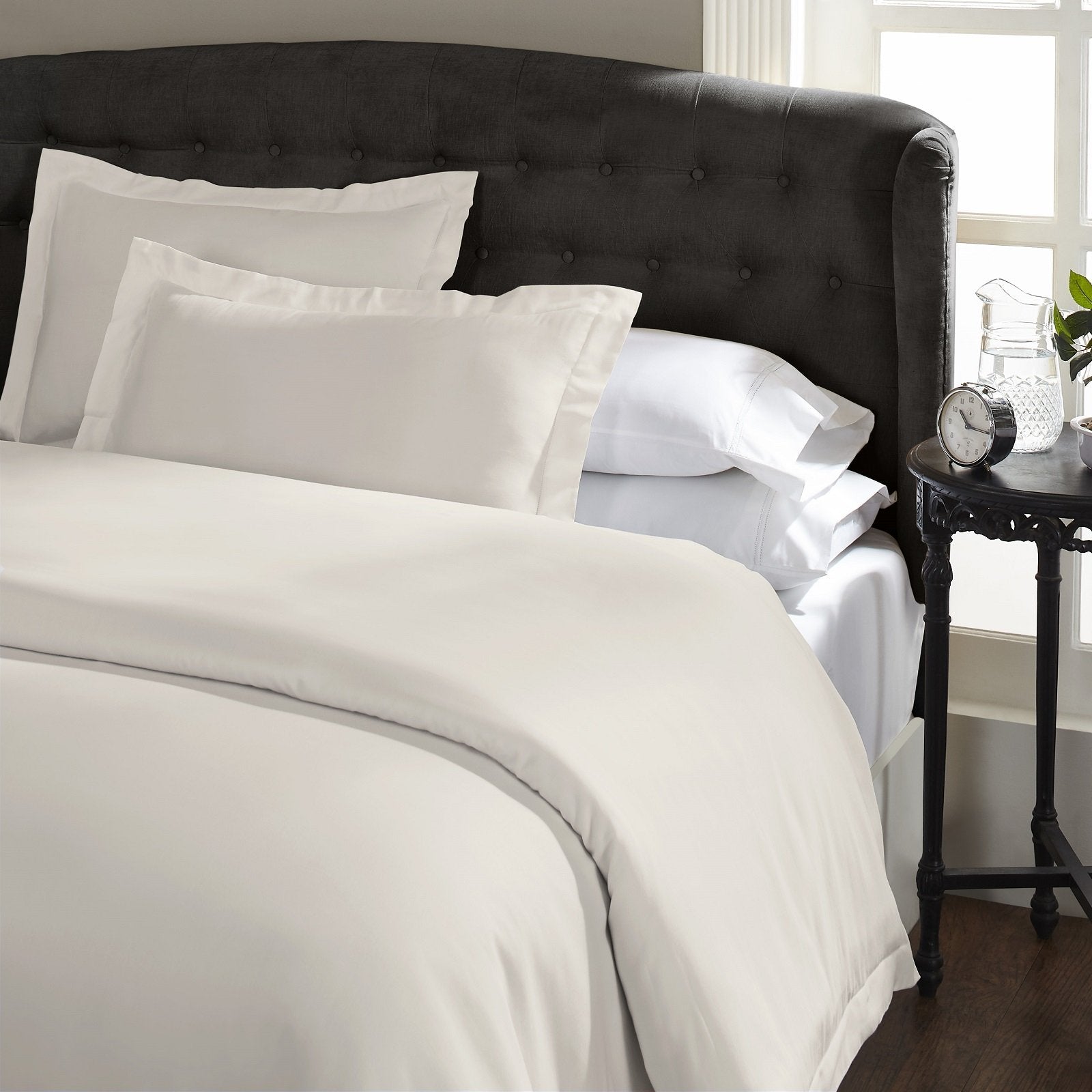 Ddecor Home 1000 Thread Count Quilt Cover Set Cotton Blend Classic Hotel Style Queen Pebble - Bedzy Australia