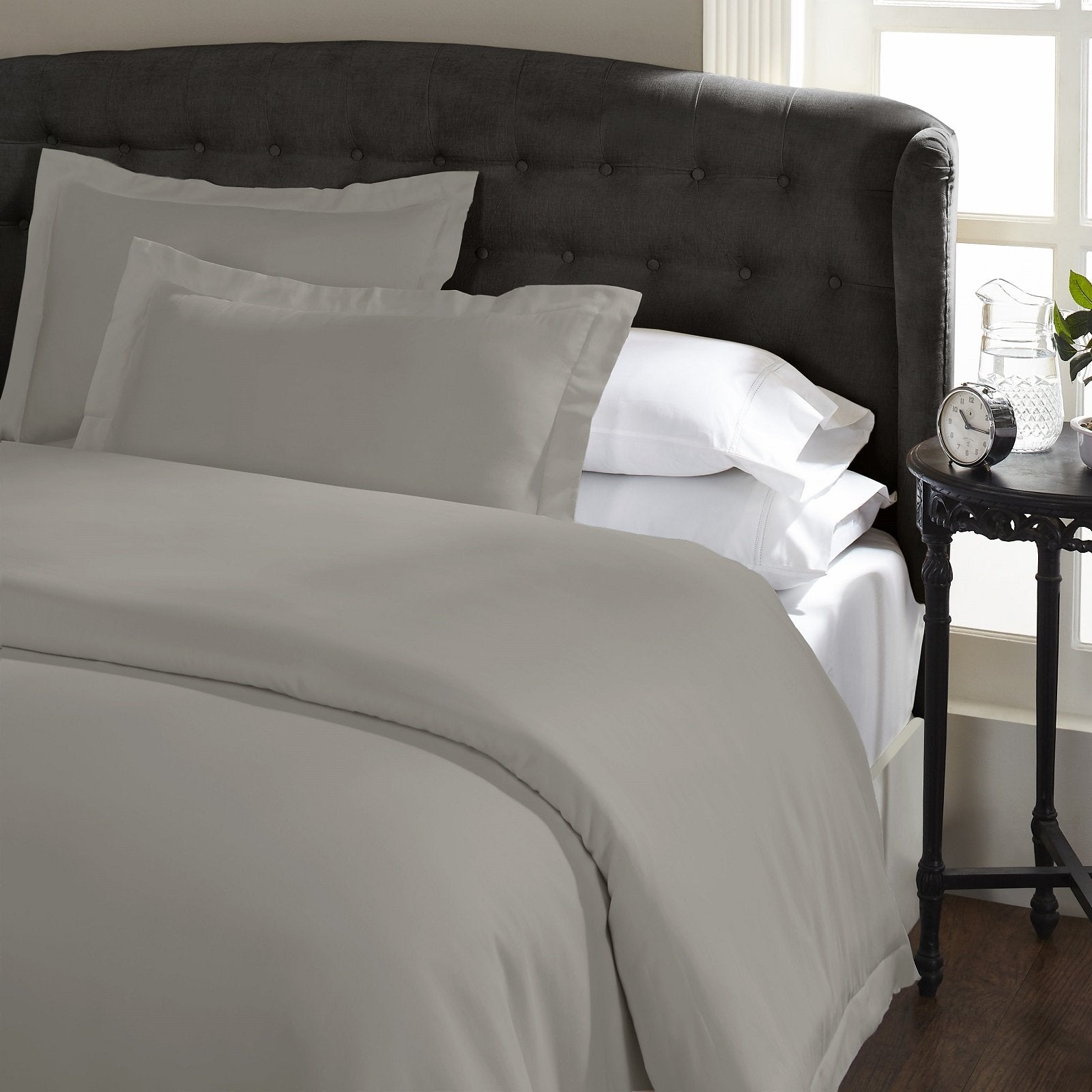 Ddecor Home 1000 Thread Count Quilt Cover Set Cotton Blend Classic Hotel Style Queen Silver - Bedzy Australia