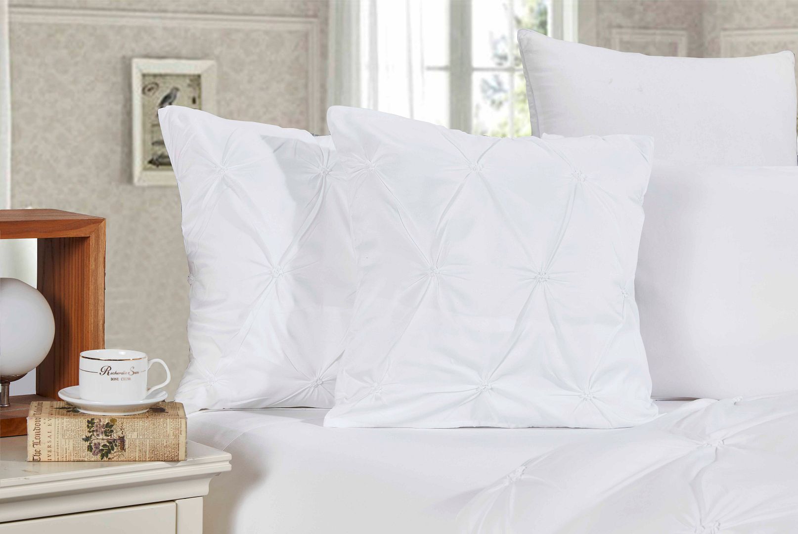 Diamond Pintuck Premium Ultra Soft Cushion Covers 2-Pack - White - Home & Garden > Bedding - Bedzy Australia