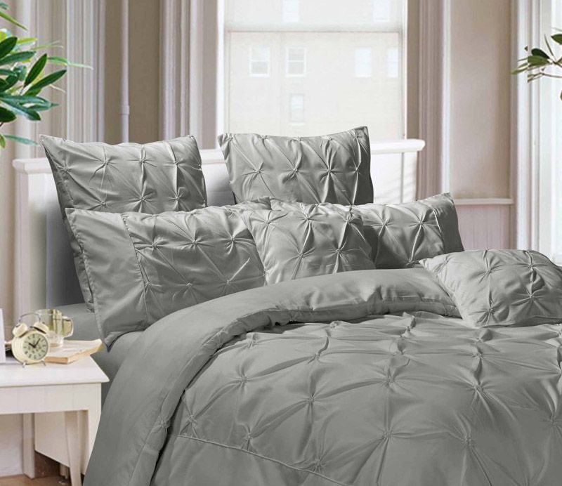 Diamond Pintuck Premium Ultra Soft King size Pillowcases 2-Pack - Grey - Home & Garden > Bedding - Bedzy Australia