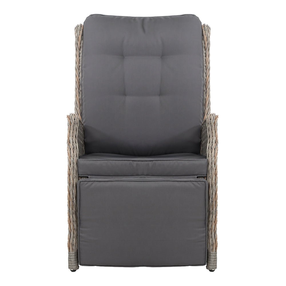Elara Outdoor Recliner Patio Chair Grey - Furniture > Outdoor - Bedzy Australia