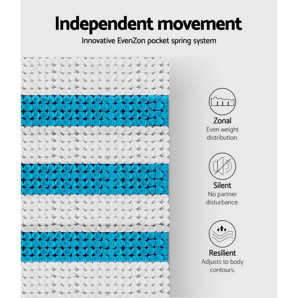 Galaxy Euro Top Cool Gel Pocket Spring Mattress 35cm Thick - Double - Bedzy Australia