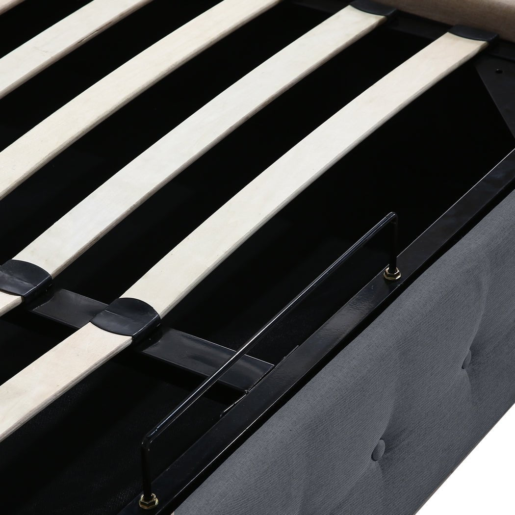 Bendigo King Size Gas Lift Storage Bed Frame Dark Grey - Bedzy Australia