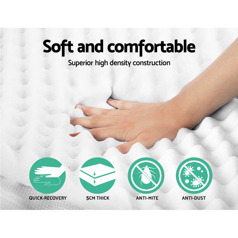 Giselle Bedding Mattress Topper Egg Crate Foam Toppers Bed Protector Underlay D - Furniture > Mattresses - Bedzy Australia
