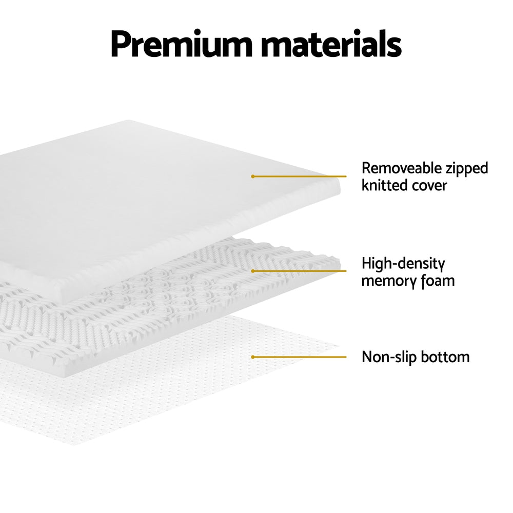 7-Zone Airflow Memory Foam Mattress Topper 8cm Thick - Single - Furniture > Mattresses - Bedzy Australia