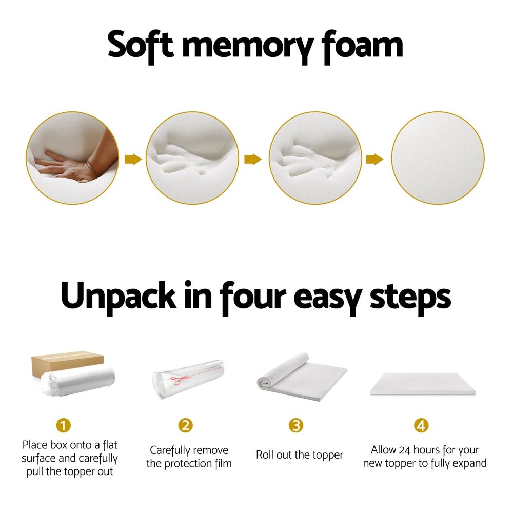 7-Zone Airflow Memory Foam Mattress Topper 8cm Thick - Single - Furniture > Mattresses - Bedzy Australia