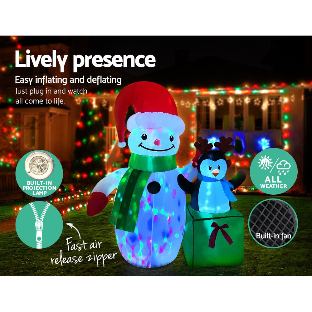 Inflatable Christmas 2.4M Snowman LED Lights Outdoor Decorations - Bedzy Australia