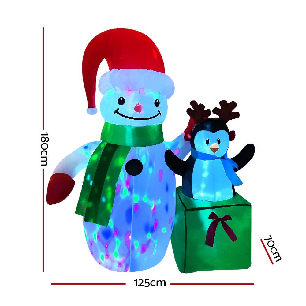 Inflatable Christmas 2.4M Snowman LED Lights Outdoor Decorations - Bedzy Australia