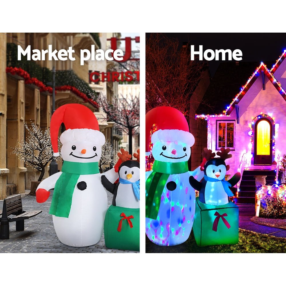 Inflatable Christmas 2.4M Snowman LED Lights Outdoor Decorations - Bedzy Australia