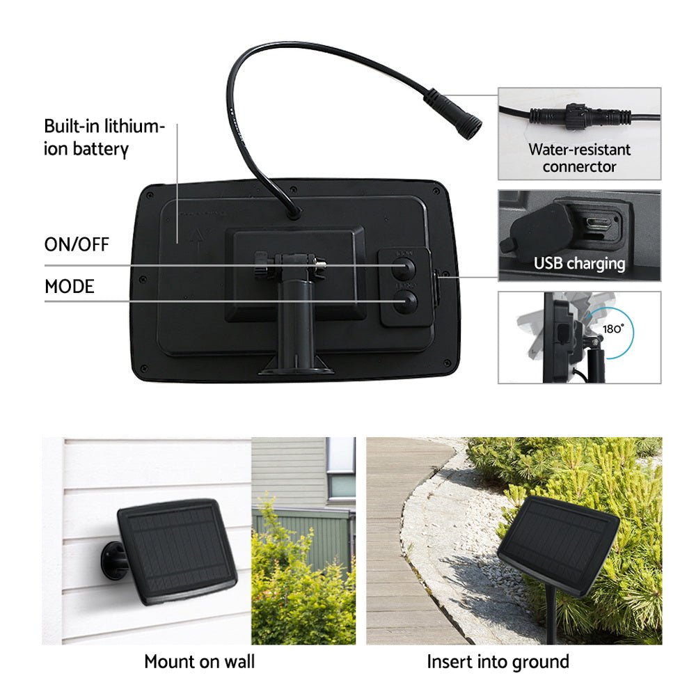 17m Festoon String Lights Solar Wedding Party Waterproof Outdoor - Bedzy Australia