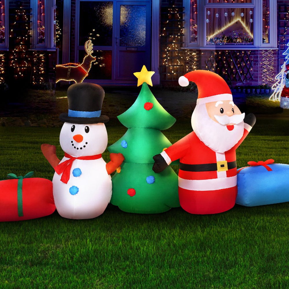2.7M Christmas Inflatable Tree Snowman Lights Outdoor Decorations - Bedzy Australia