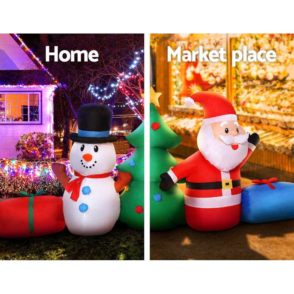 2.7M Christmas Inflatable Tree Snowman Lights Outdoor Decorations - Bedzy Australia