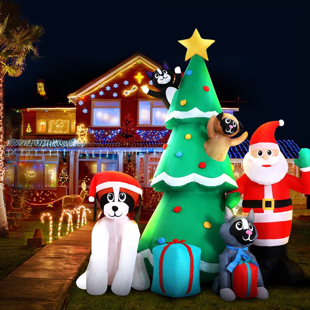 3M Inflatable Christmas Tree Santa Lights Outdoor Decorations - Bedzy Australia