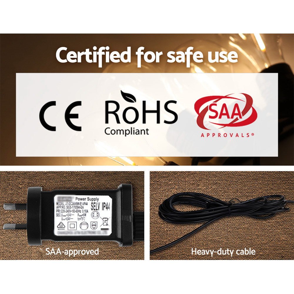 59m Festoon String Lights LED Outdoor Wedding Party Garden Decor - Bedzy Australia