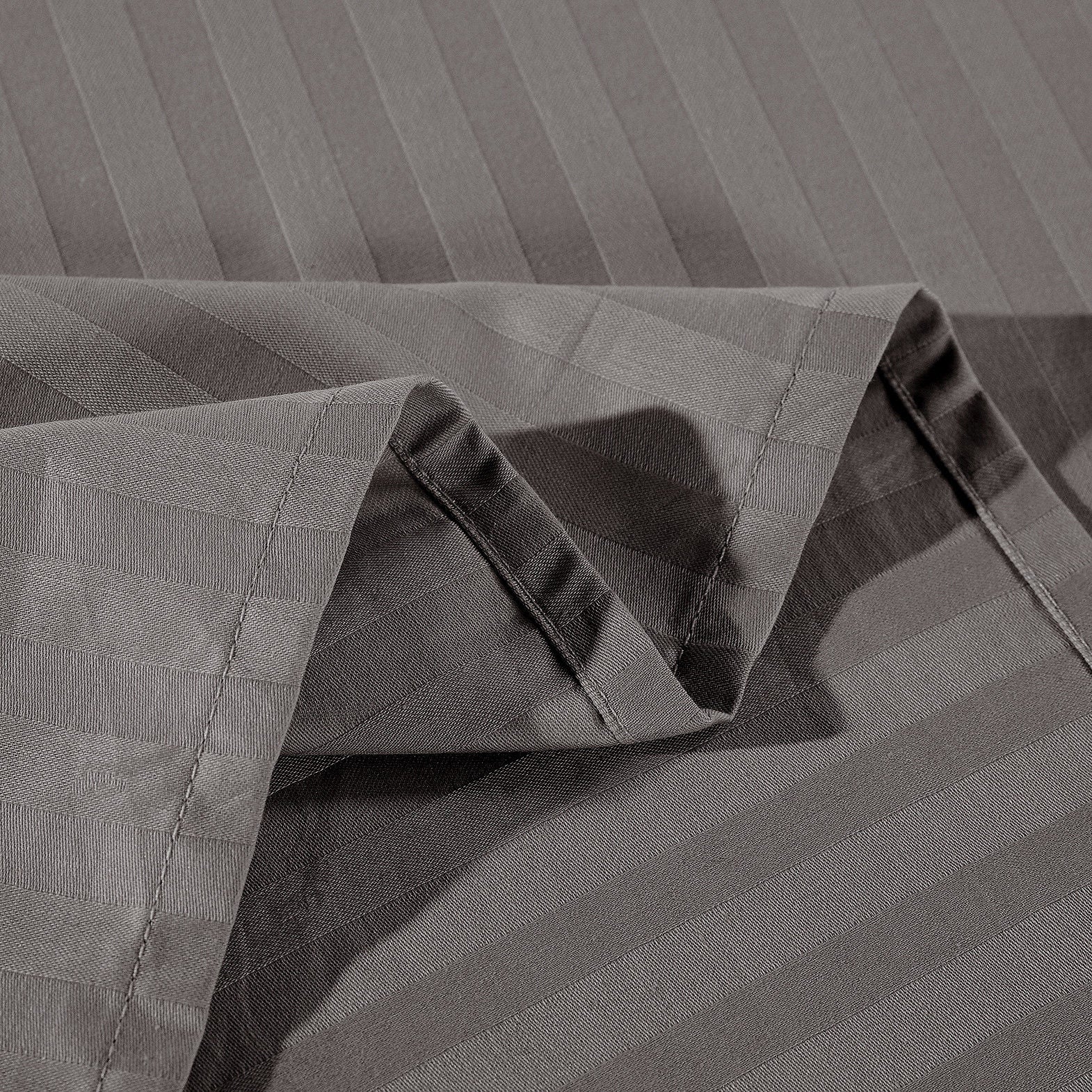 Kensington 1200 Thread Count 100% Egyptian Cotton Sheet Set Stripe Hotel Grade Double Charcoal - Bedzy Australia