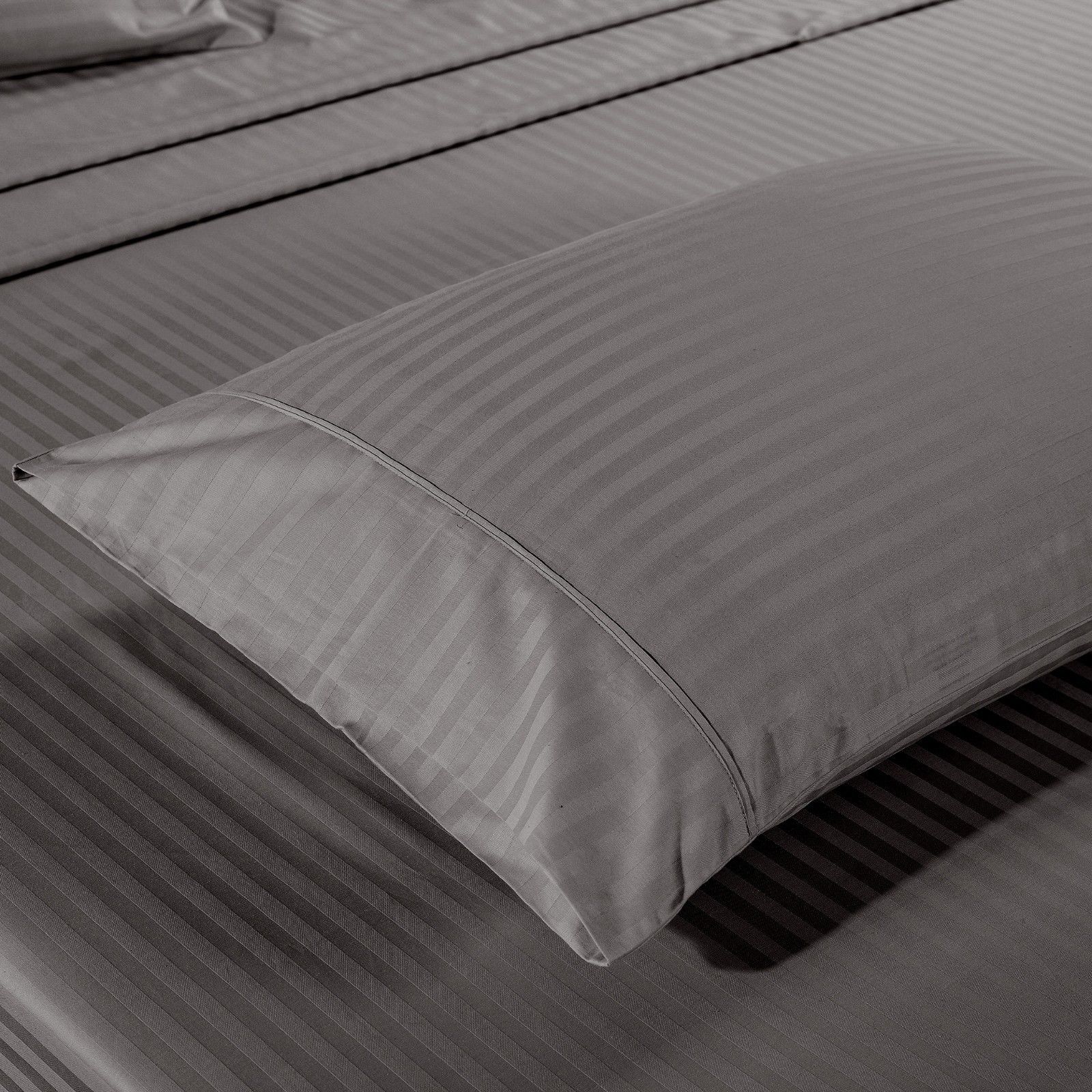 Kensington 1200 Thread Count 100% Egyptian Cotton Sheet Set Stripe Hotel Grade Double Charcoal - Bedzy Australia
