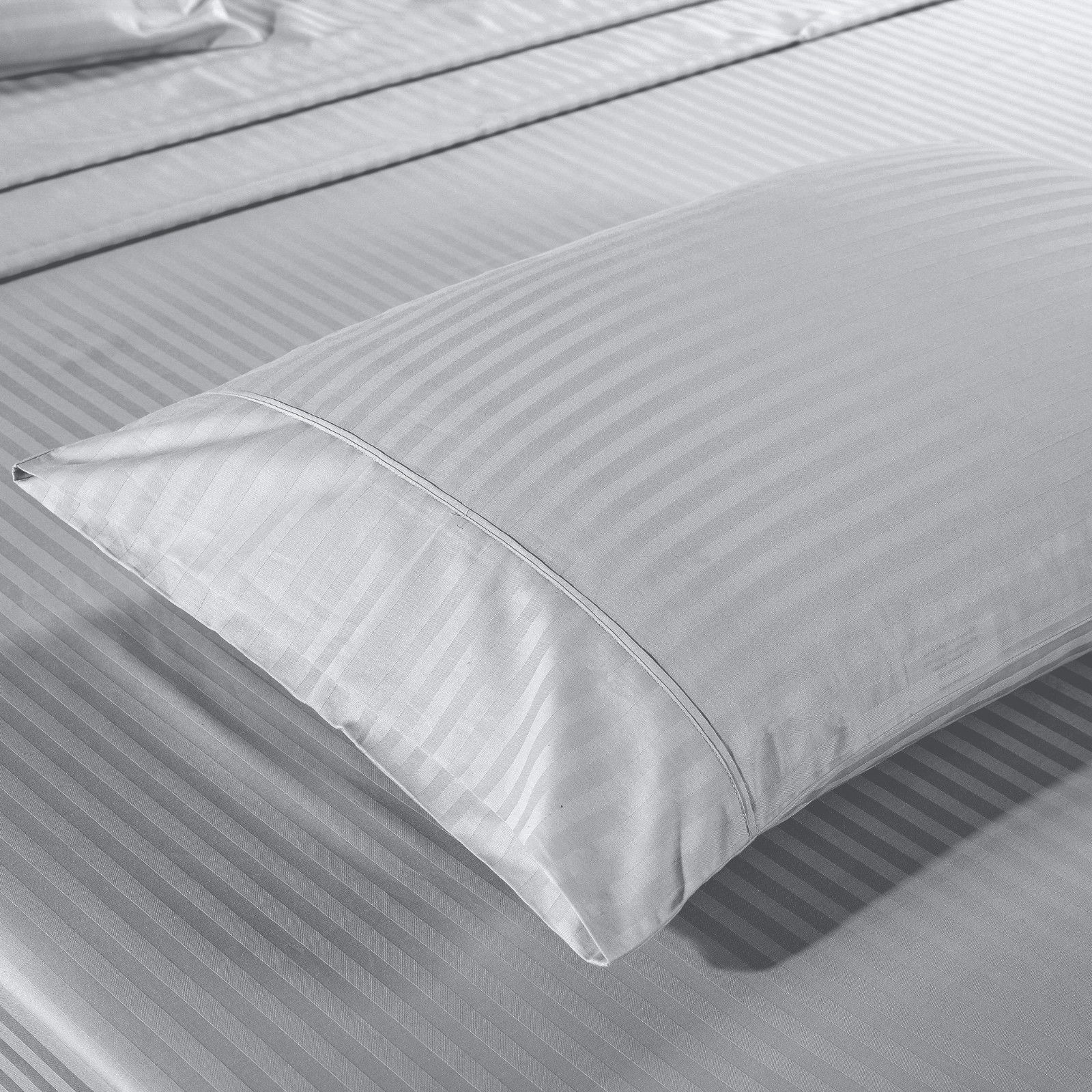 Kensington 1200 Thread Count 100% Egyptian Cotton Sheet Set Stripe Hotel Grade Queen Silver - Bedzy Australia