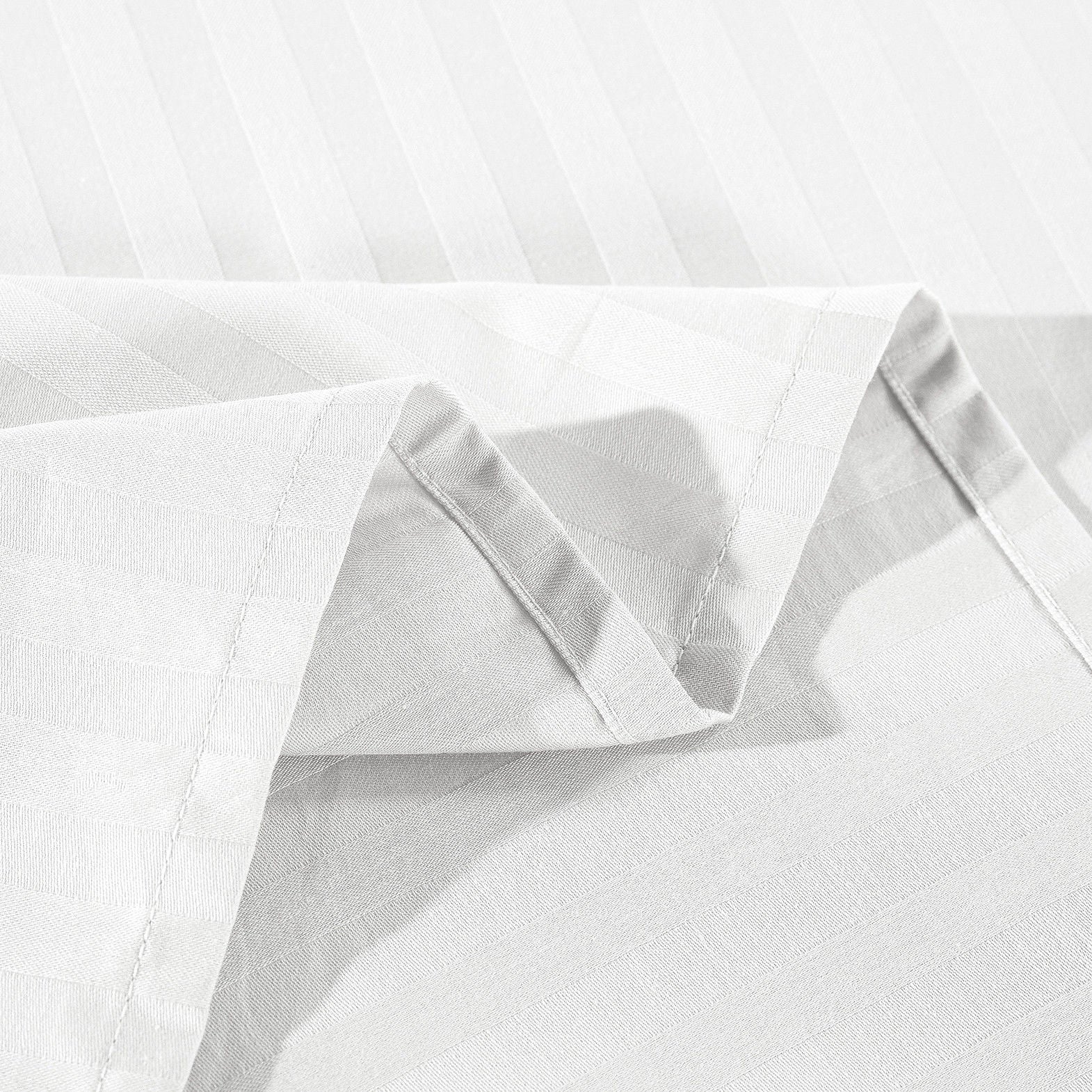 Kensington 1200 Thread Count 100% Egyptian Cotton Sheet Set Stripe Hotel Grade Queen White - Bedzy Australia