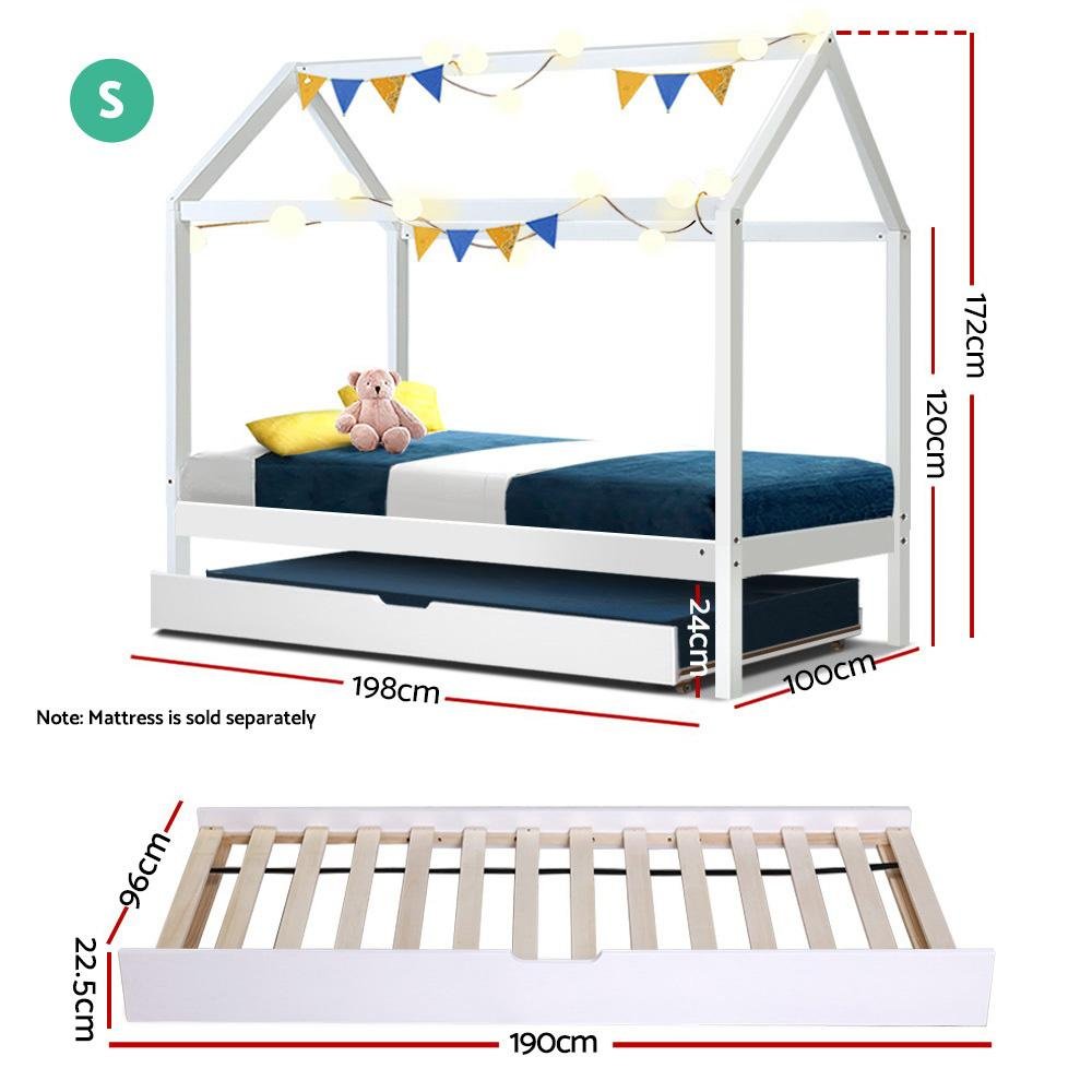 Kids Holy Wooden Single Bed Frame White - Bedzy Australia