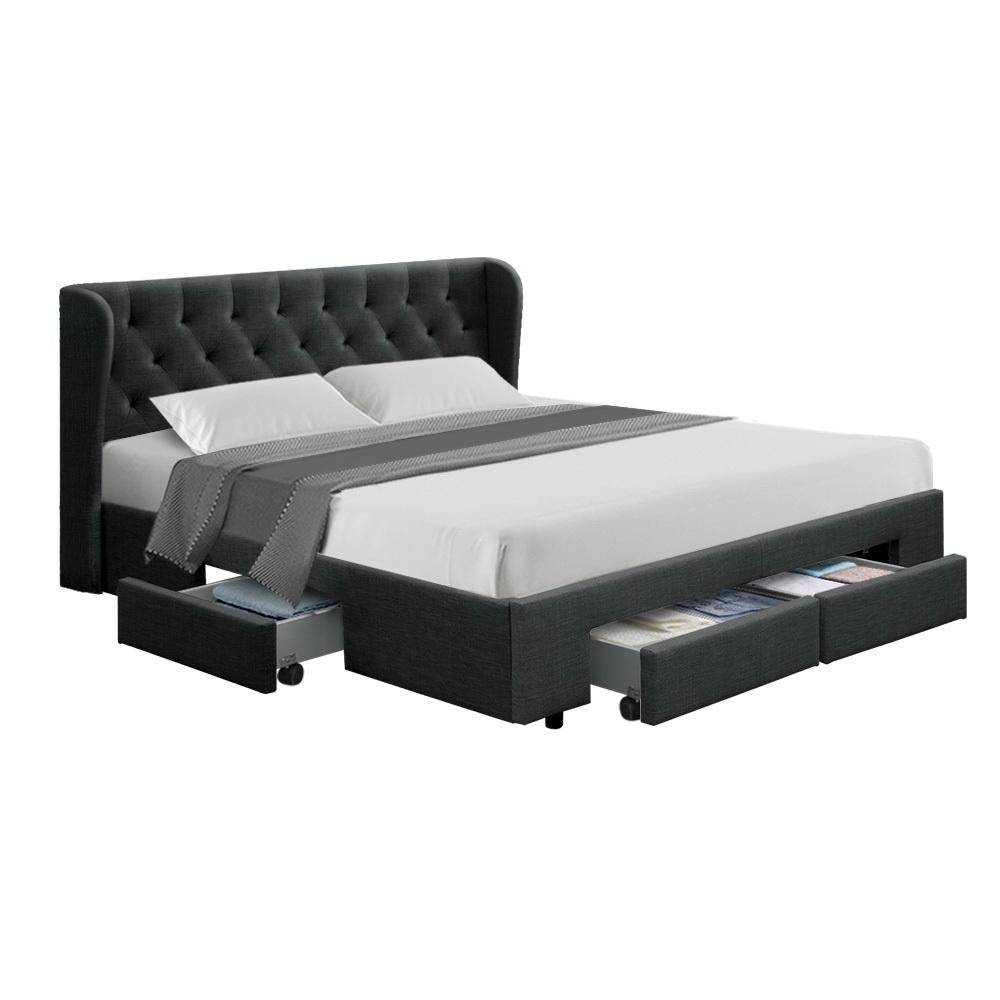 King Package | Avalon Bed Charcoal & Devon Euro Top Mattress (Medium) - Bedzy Australia