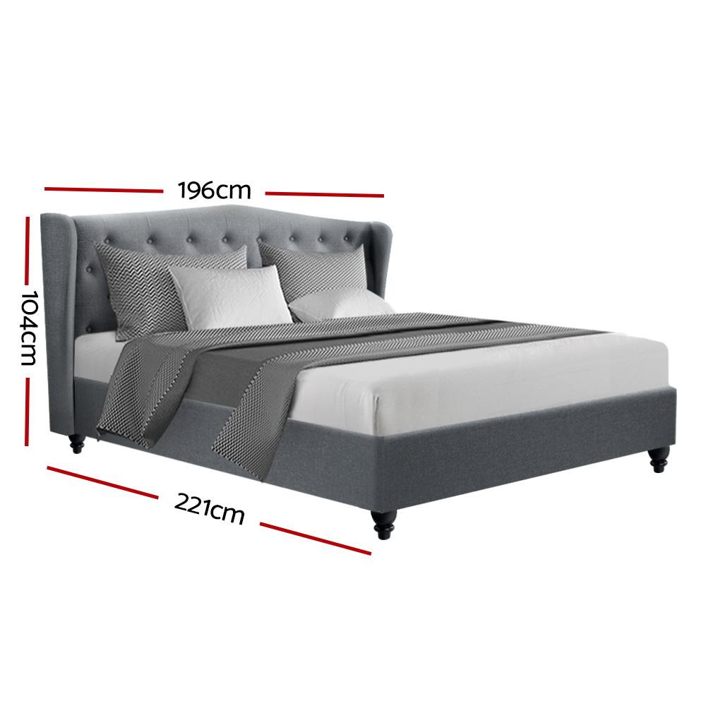 King Premium Package | Altona Bed Grey, Algarve Euro Top Mattress (Medium Firm) & Bamboo Mattress Topper! - Bedzy Australia