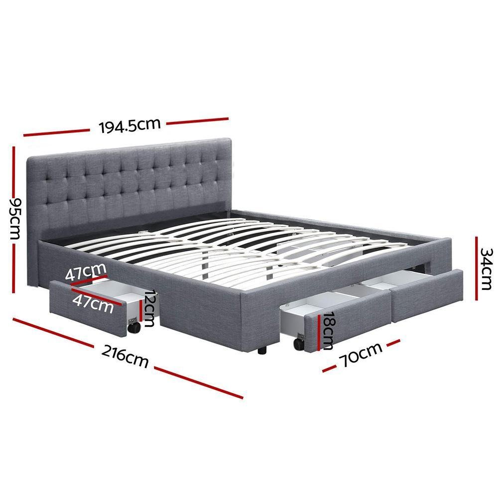 King Premium Package | Trinity Bed Grey, Luna Series Euro Top Mattress (Medium Firm) & Bamboo Mattress Topper! - Bedzy Australia