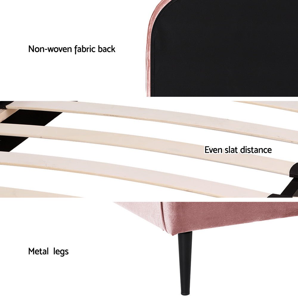 King Single Package | Velvet Pink Bed Frame & Bonita Euro Top Mattress (Medium Firm) - Bedzy Australia