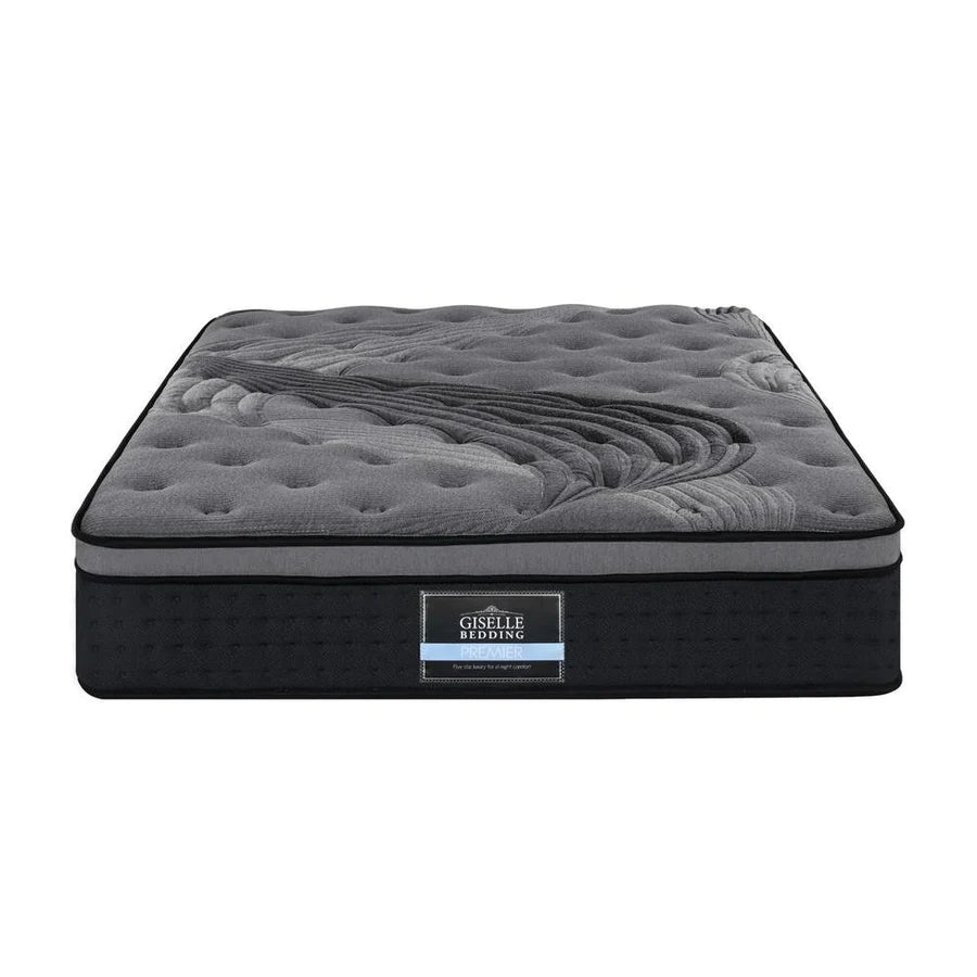 King Single Premium Package | Henley LED Storage Bed Frame Black, Alanya Euro Top Pocket Spring Mattress (Medium Firm) & Pillowtop Mattress Topper - Bedzy Australia
