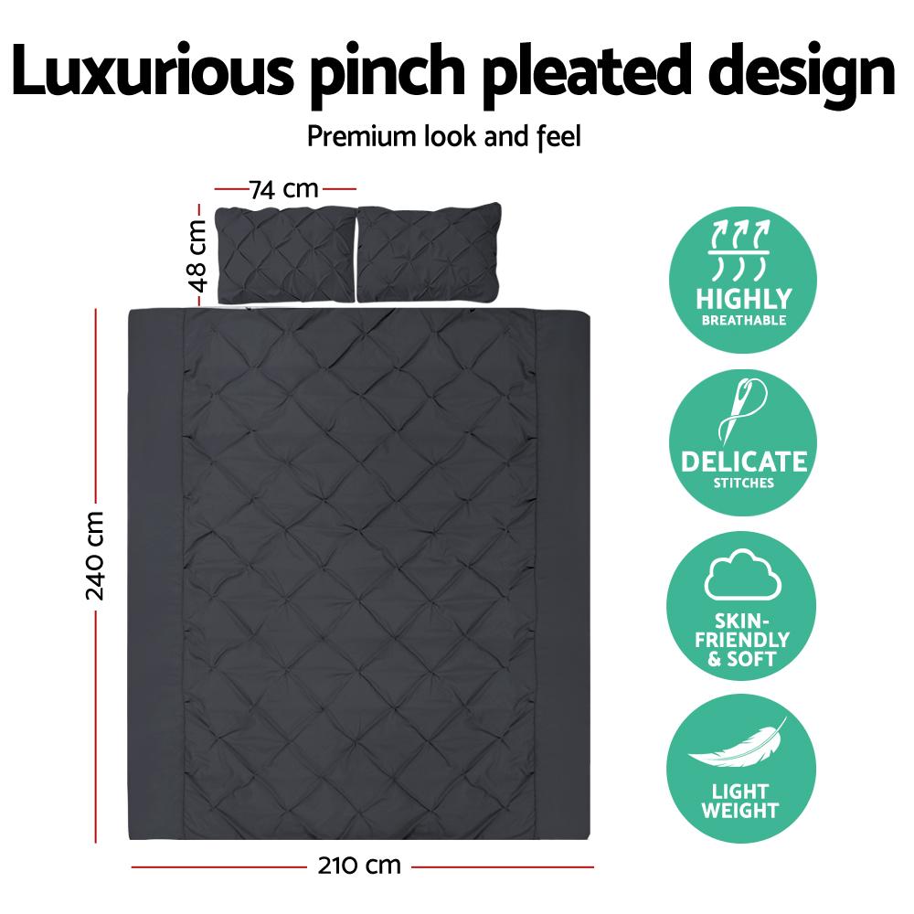 King Size Quilt Cover Set - Black - Bedzy Australia