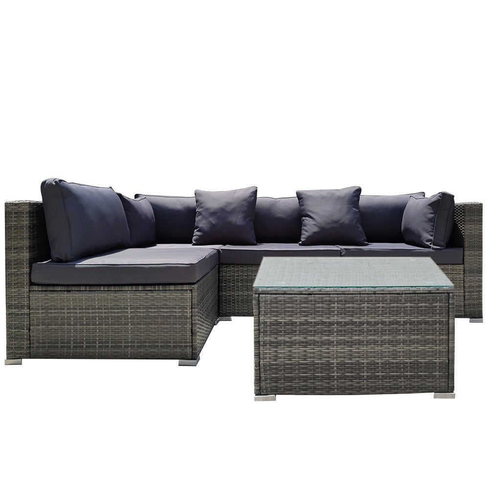 5 Piece Outdoor Modular Lounge Setting with Coffee Table - Grey - Furniture > Outdoor - Bedzy Australia