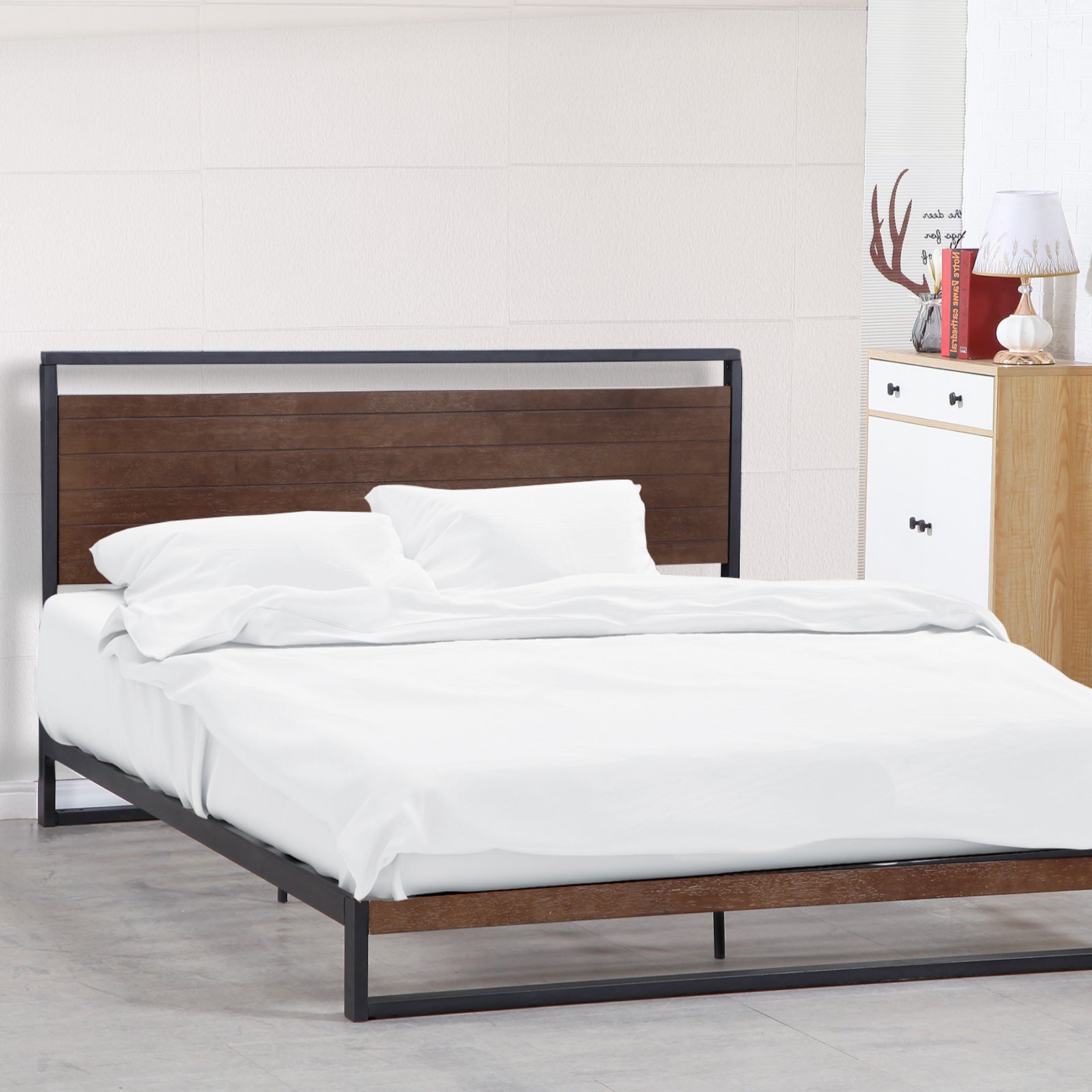 Milano Decor Azure Bed Frame with Headboard - Black - Single - Bedzy Australia