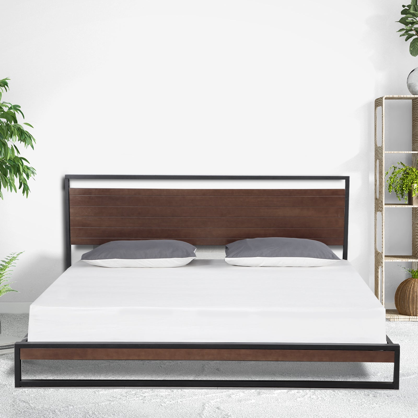 Milano Decor Azure Bed Frame with Headboard - Black - Single - Bedzy Australia