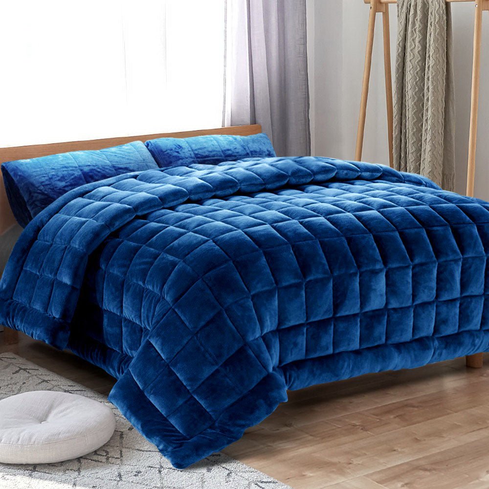 Mink Quilt Comforter King Size Navy - Bedzy Australia