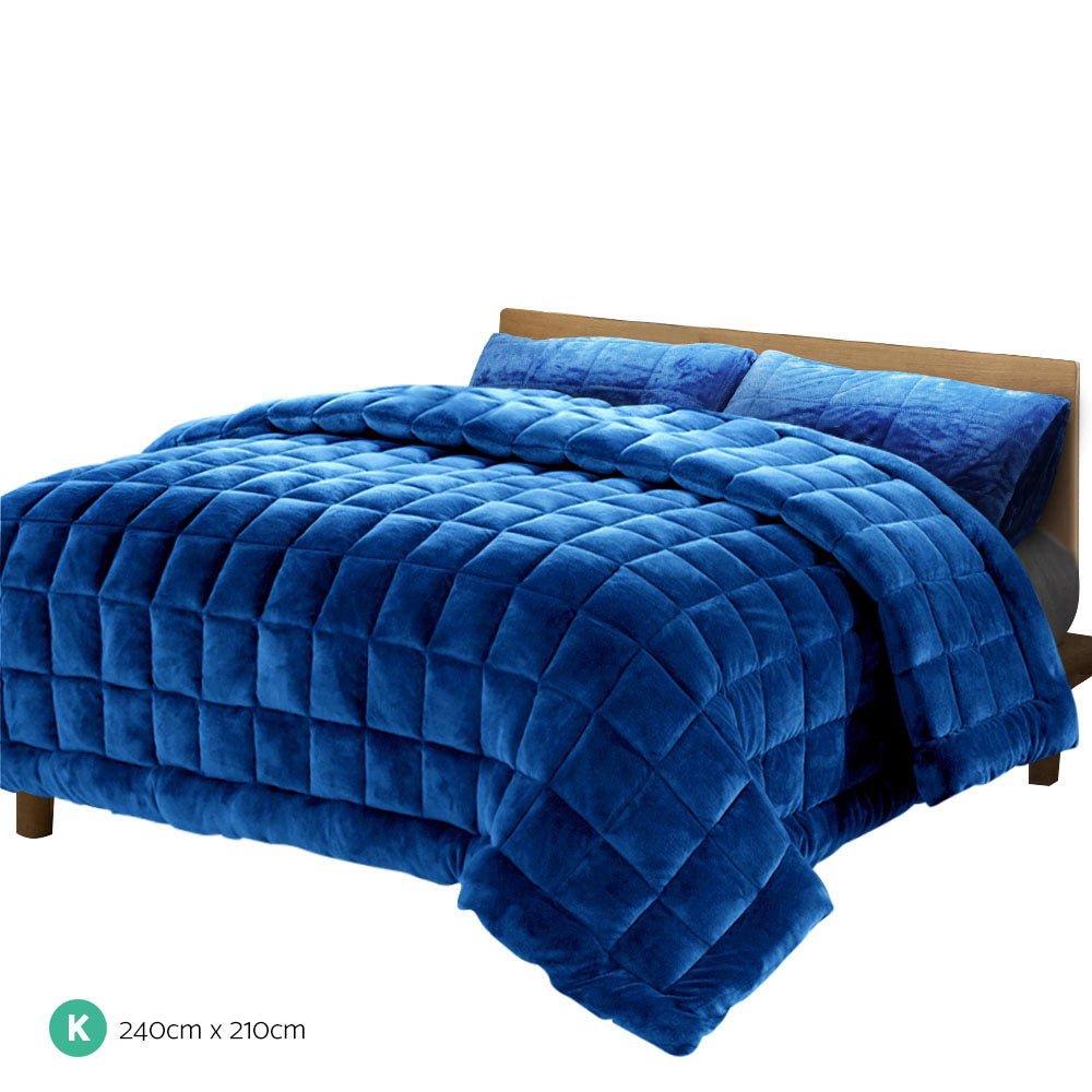 Mink Quilt Comforter King Size Navy - Bedzy Australia