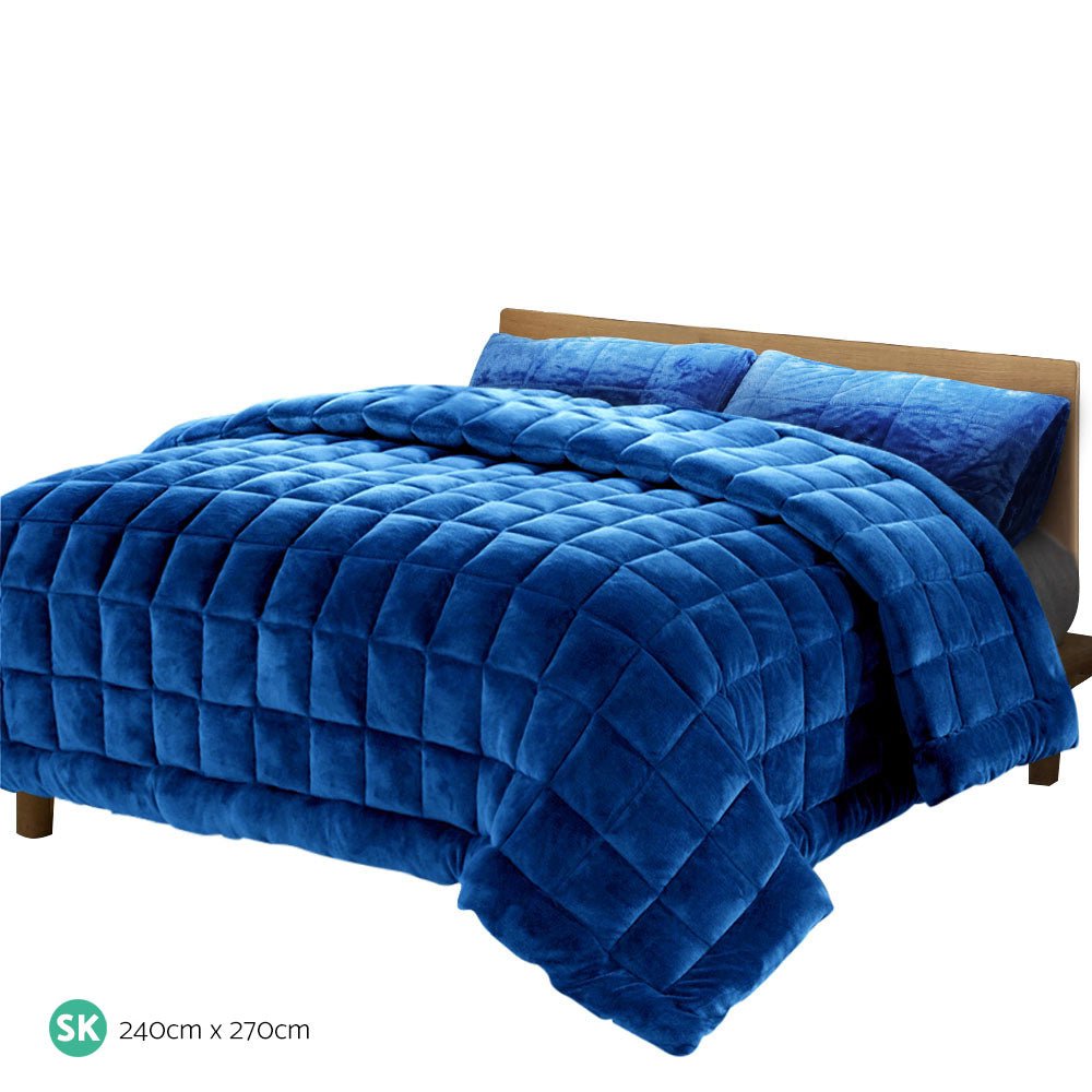 Mink Quilt Comforter Super King Size Navy - Home & Garden > Bedding - Bedzy Australia
