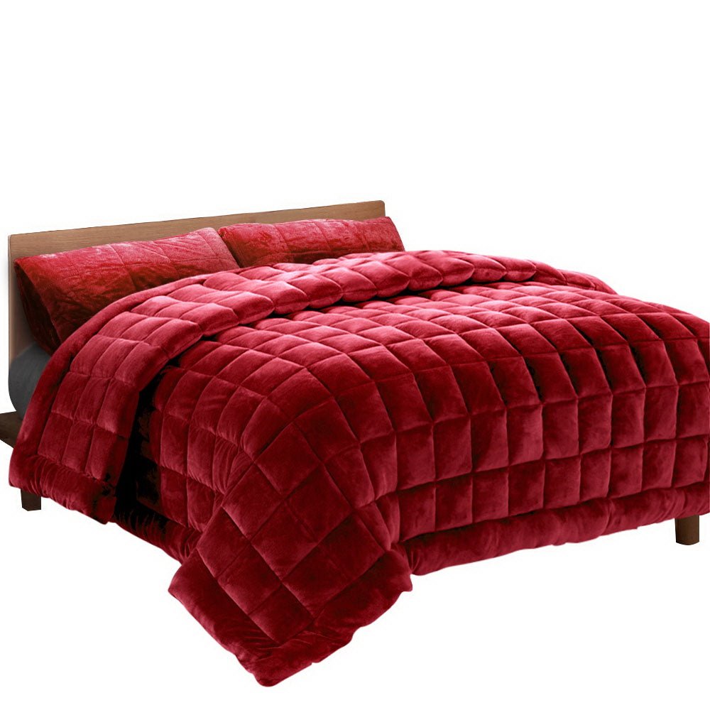 Mink Quilt Super King Burgundy - Home & Garden > Bedding - Bedzy Australia