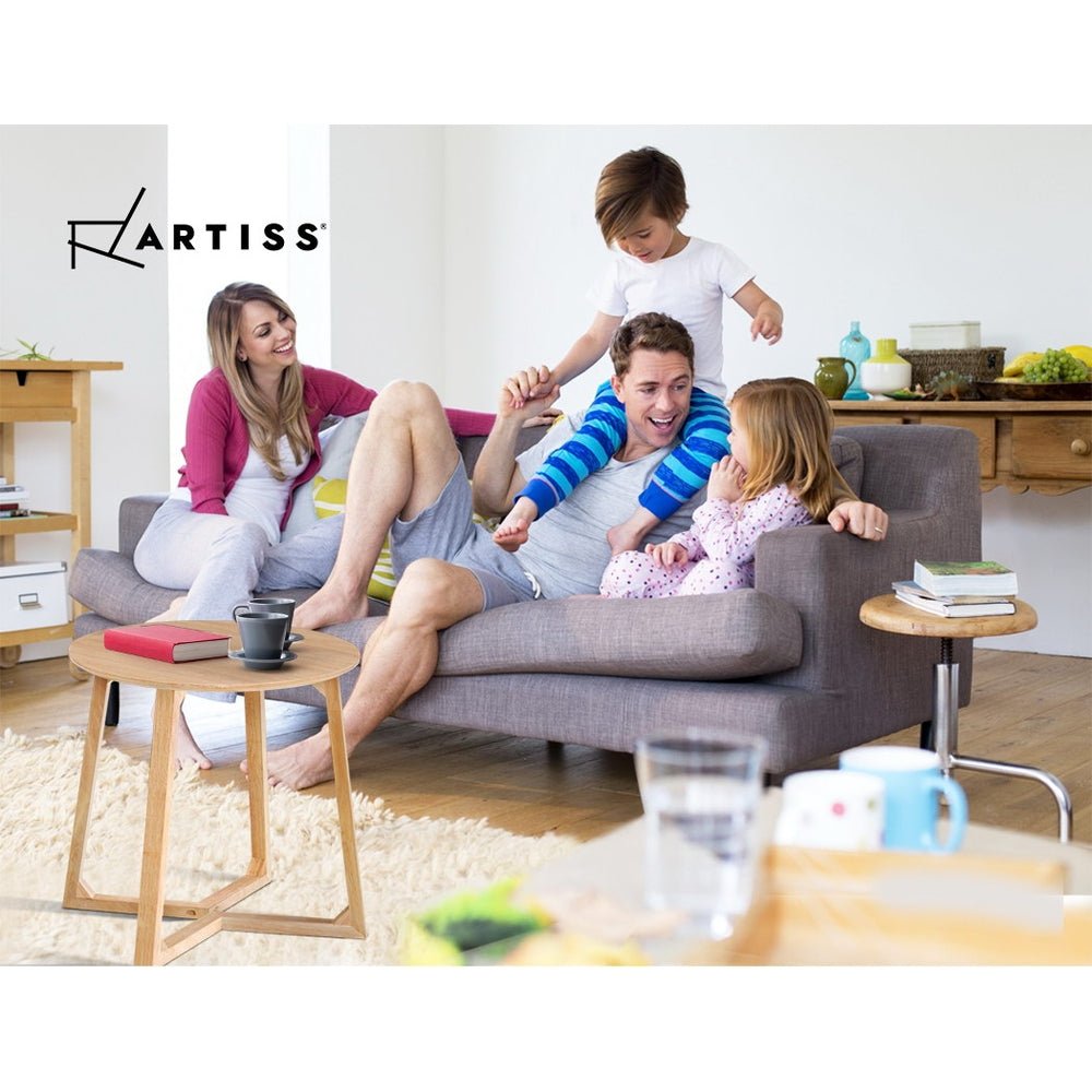 Nightstand Bedside Furniture Wooden Beige - Bedzy Australia