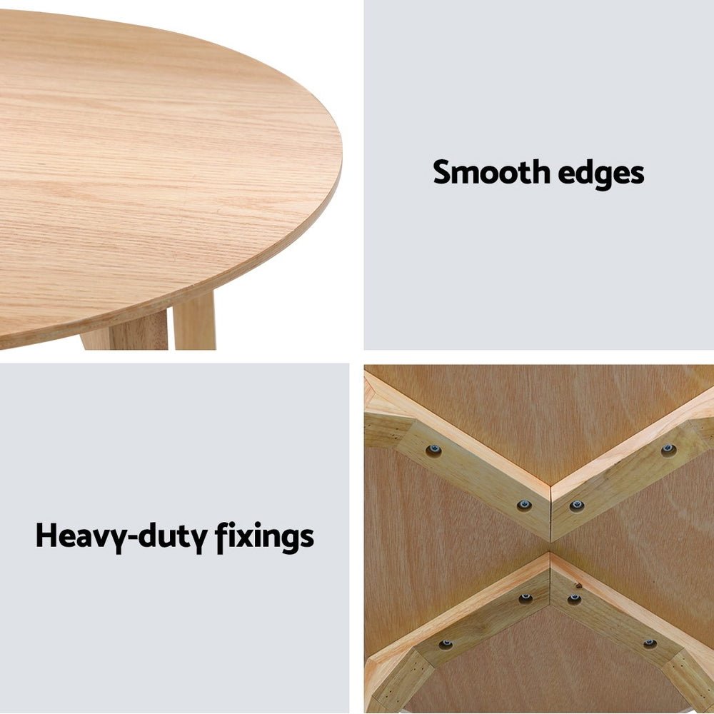 Nightstand Bedside Furniture Wooden Beige - Bedzy Australia