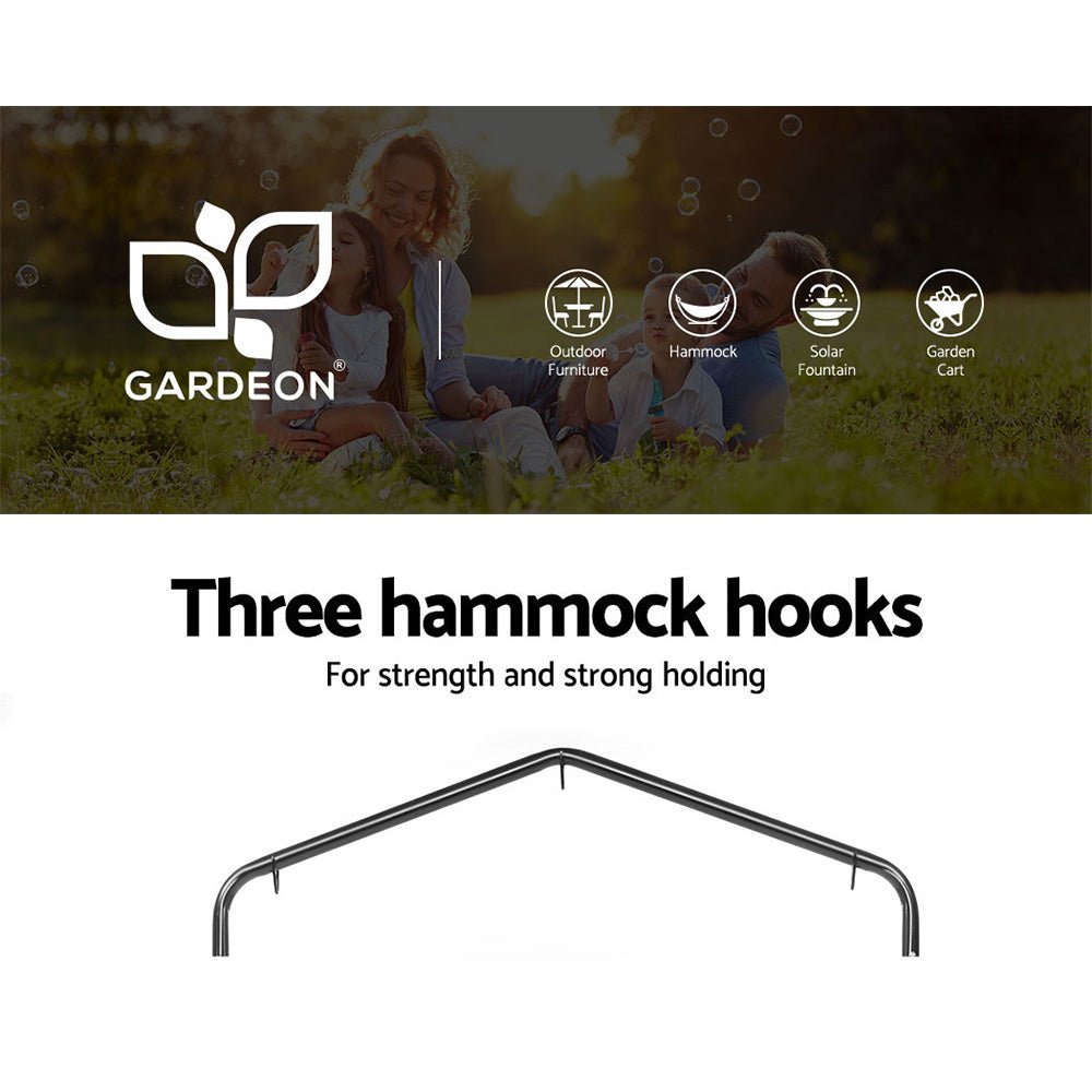 Outdoor Hammock Chair with Stand Tassel Hanging Rope Hammocks Grey - Furniture > Outdoor - Bedzy Australia