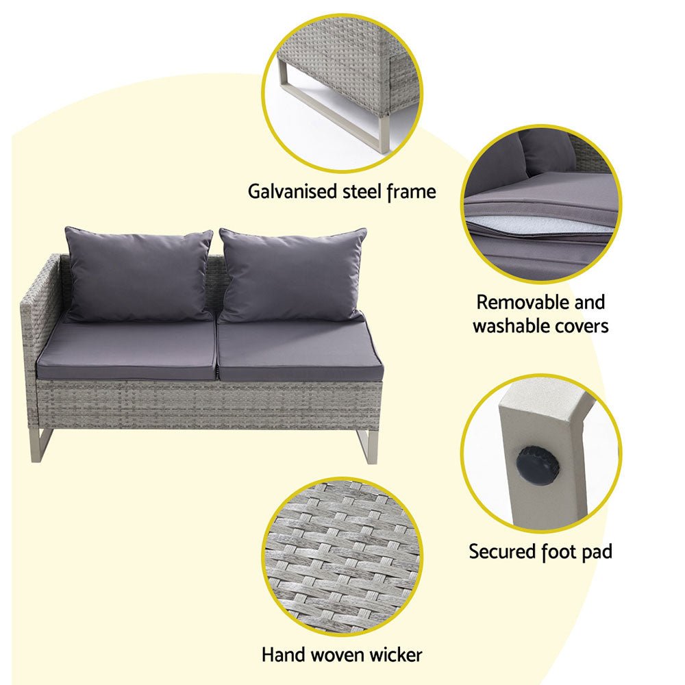 Outdoor Sofa Lounge Set With Storage - Grey - Furniture > Outdoor - Bedzy Australia