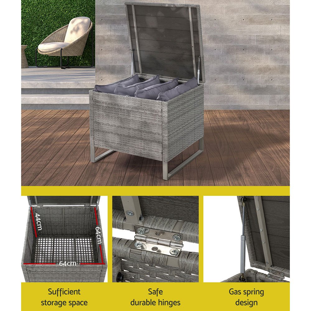 Outdoor Sofa Lounge Set With Storage - Grey - Furniture > Outdoor - Bedzy Australia
