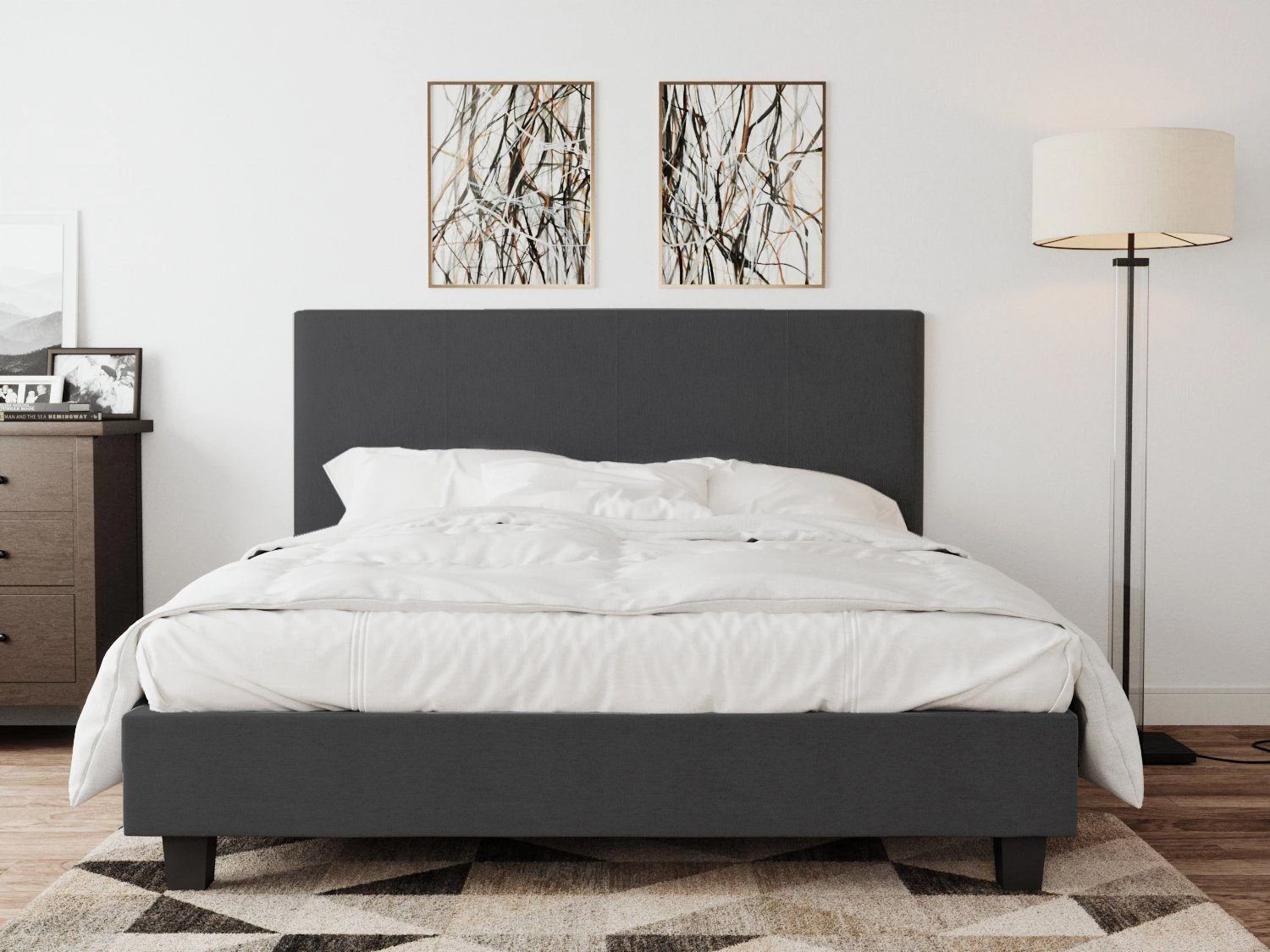 Palermo Bed Frame Charcoal Double - Bedzy Australia