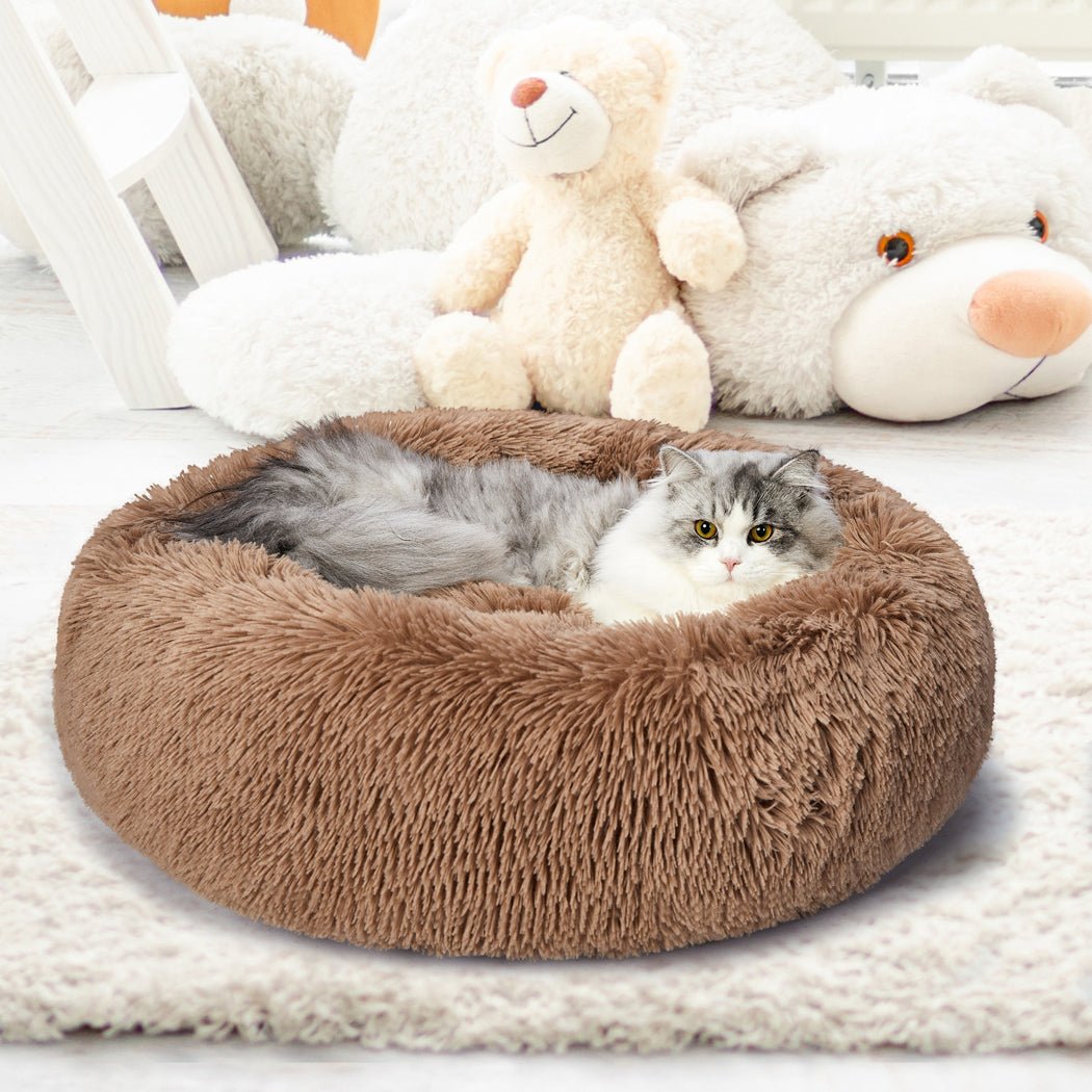 Pet Bed Mattress Dog Beds Bedding Cat Pad Mat Cushion Winter L Brown - Bedzy Australia