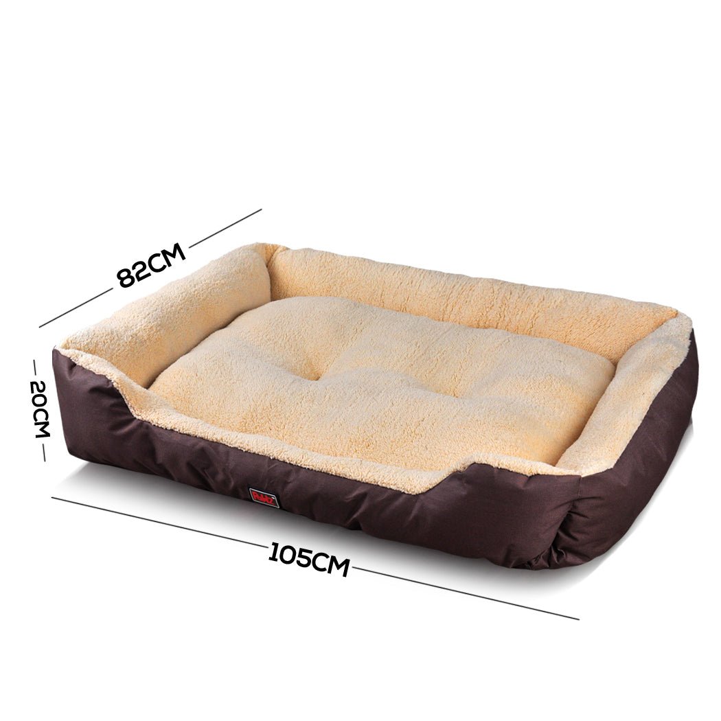 Pet Bed Mattress Dog Cat Pad Mat Cushion Soft Winter Warm 2X Large Brown - Bedzy Australia