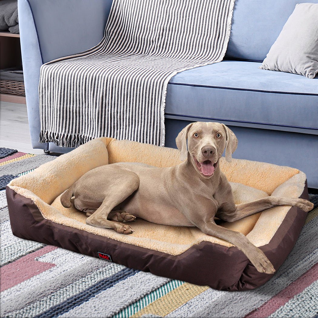 Pet Bed Mattress Dog Cat Pad Mat Cushion Soft Winter Warm X Large Brown - Bedzy Australia