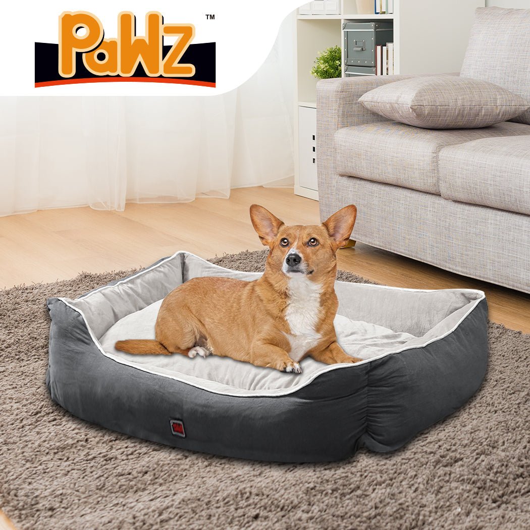 Pet Bed Mattress Dog Cat Pad Mat Puppy Cushion Soft Warm Washable L Grey - Bedzy Australia