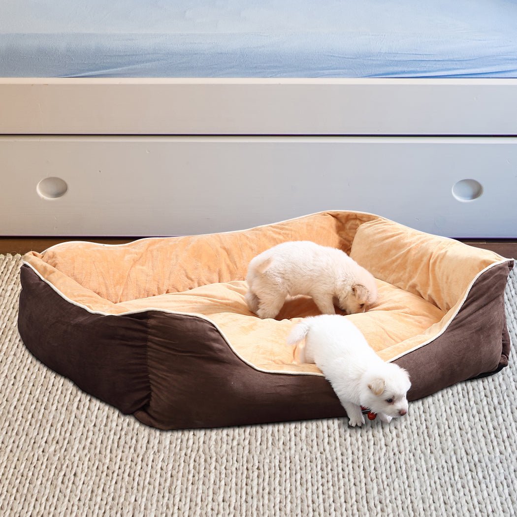 Pet Bed Mattress Dog Cat Pad Mat Puppy Cushion Warm Washable 3XL Brown - Bedzy Australia