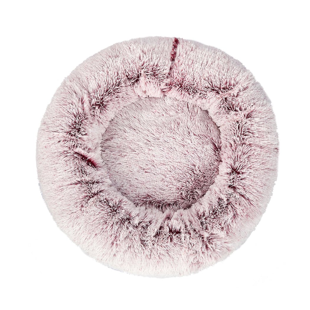 Pet Bed Cat Dog Donut Nest Calming Mat Soft Plush Kennel Pink M - Bedzy Australia