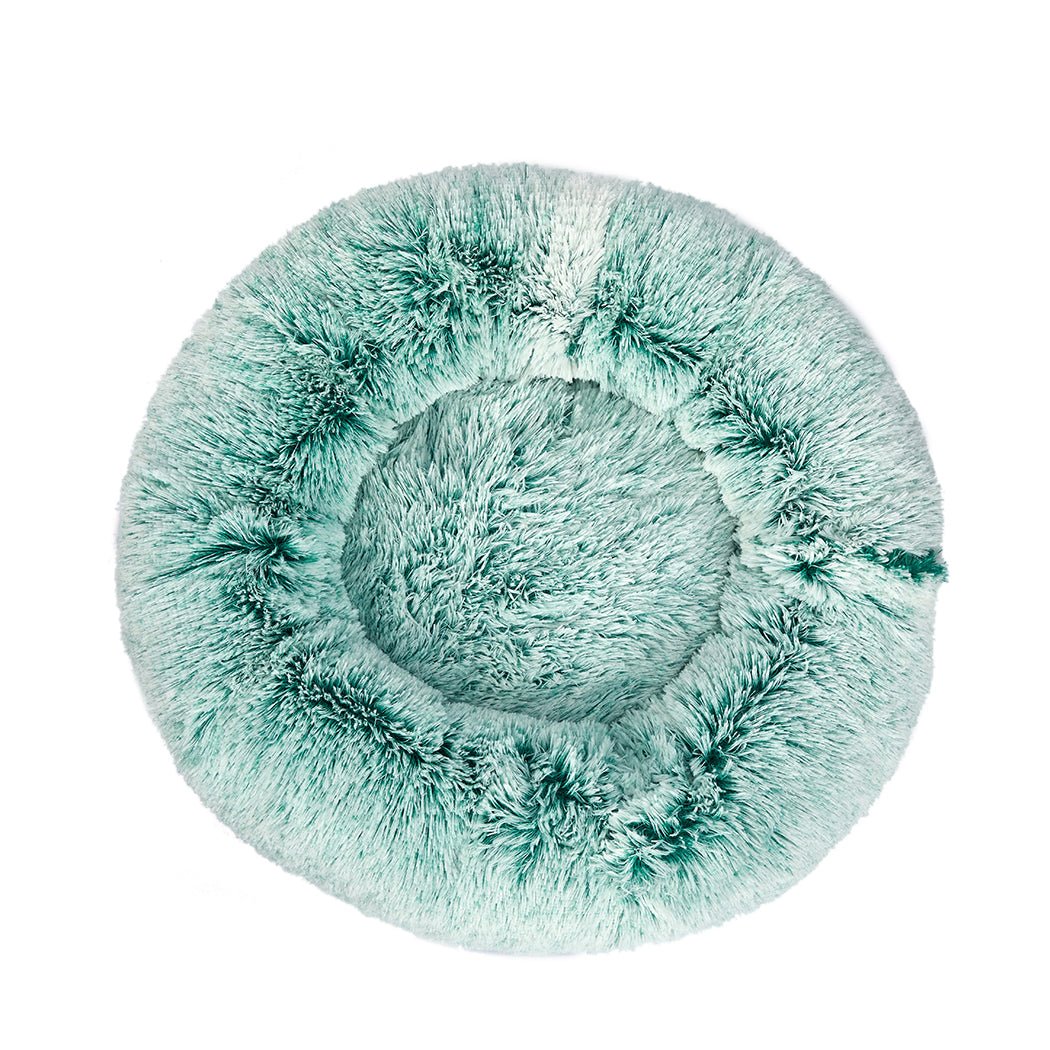 Pet Bed Cat Dog Donut Nest Calming Mat Soft Plush Kennel Teal L - Bedzy Australia