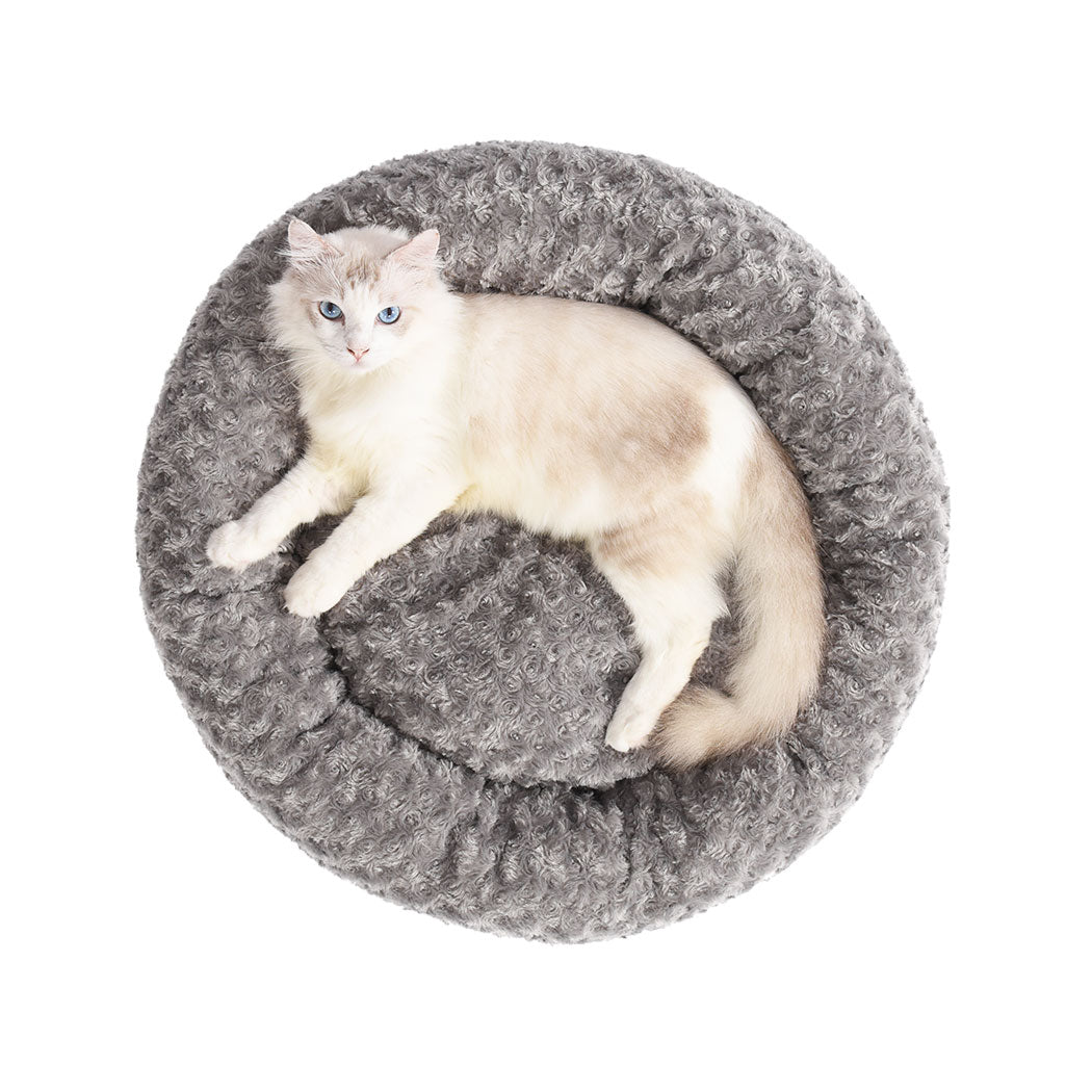 Pet Bed Dog Cat Nest Calming Donut Mat Soft Plush Kennel Cave Deep Sleeping M - Bedzy Australia
